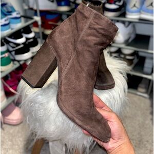 Ankle Ht. Brown Suede Schutz Heeled Boots